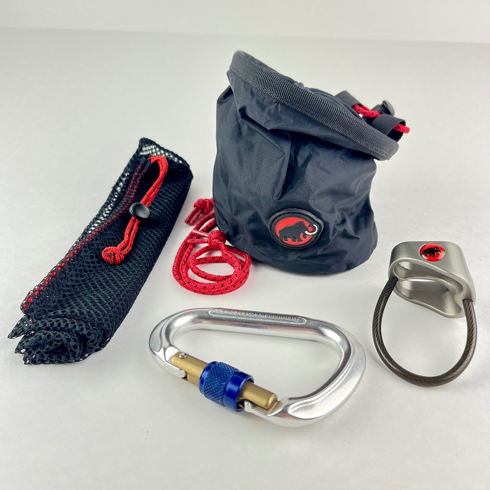 Mammut Climbing Gear Set Chalk Bag Crag Light Belay Bionic HMS Carabiner Black